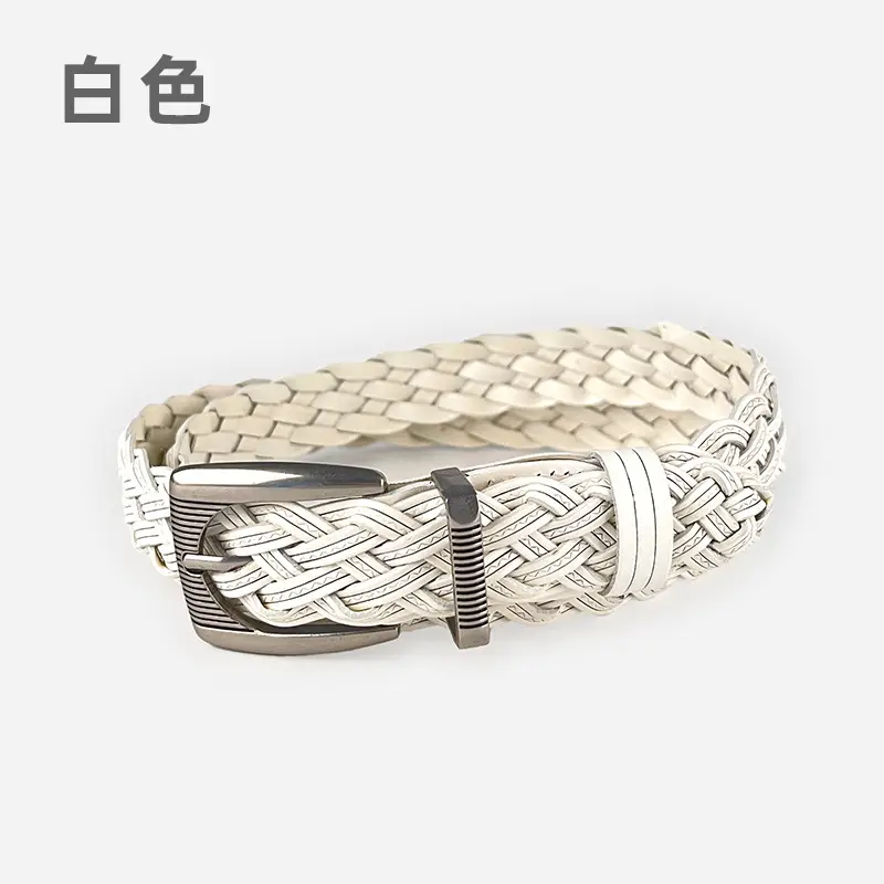 Hand-woven Retro Belt for Women with Silver Buckle - Image 4
