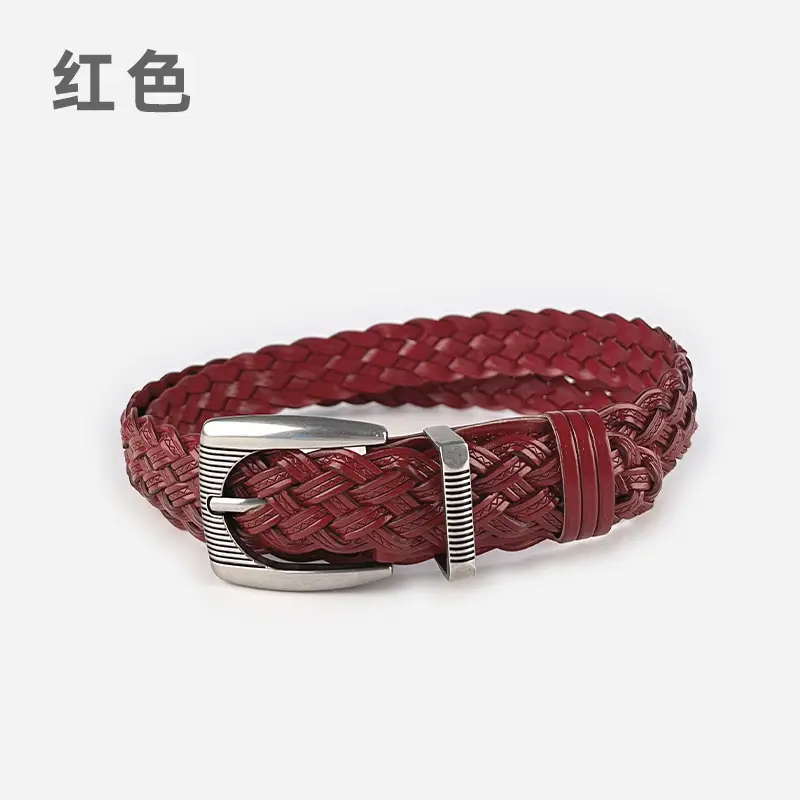 Hand-woven Retro Belt for Women with Silver Buckle - Image 7