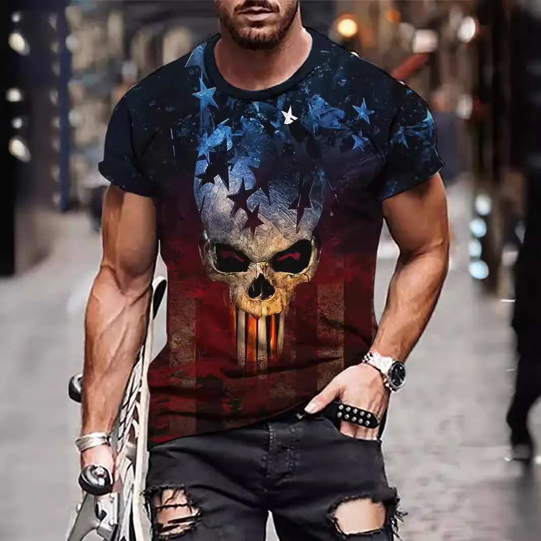 3D Digital Printed Men's T-Shirt with Fierce Beast Design