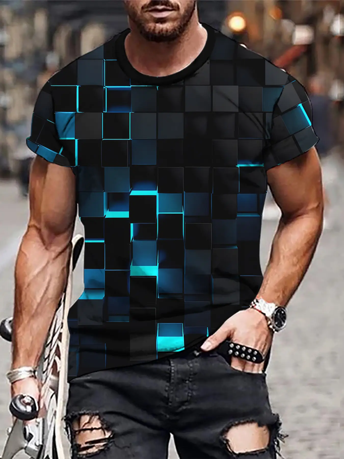 3D Digital Printed Men's T-Shirt with Fierce Beast Design — feature 5