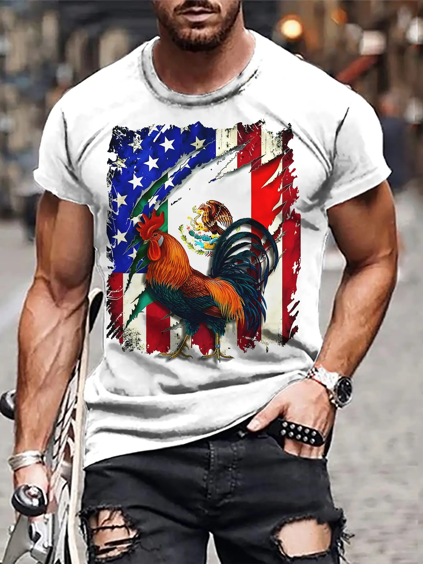 3D Digital Printed Men's T-Shirt with Fierce Beast Design