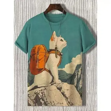 3D Digital Printed Men's T-Shirt with Fierce Beast Design