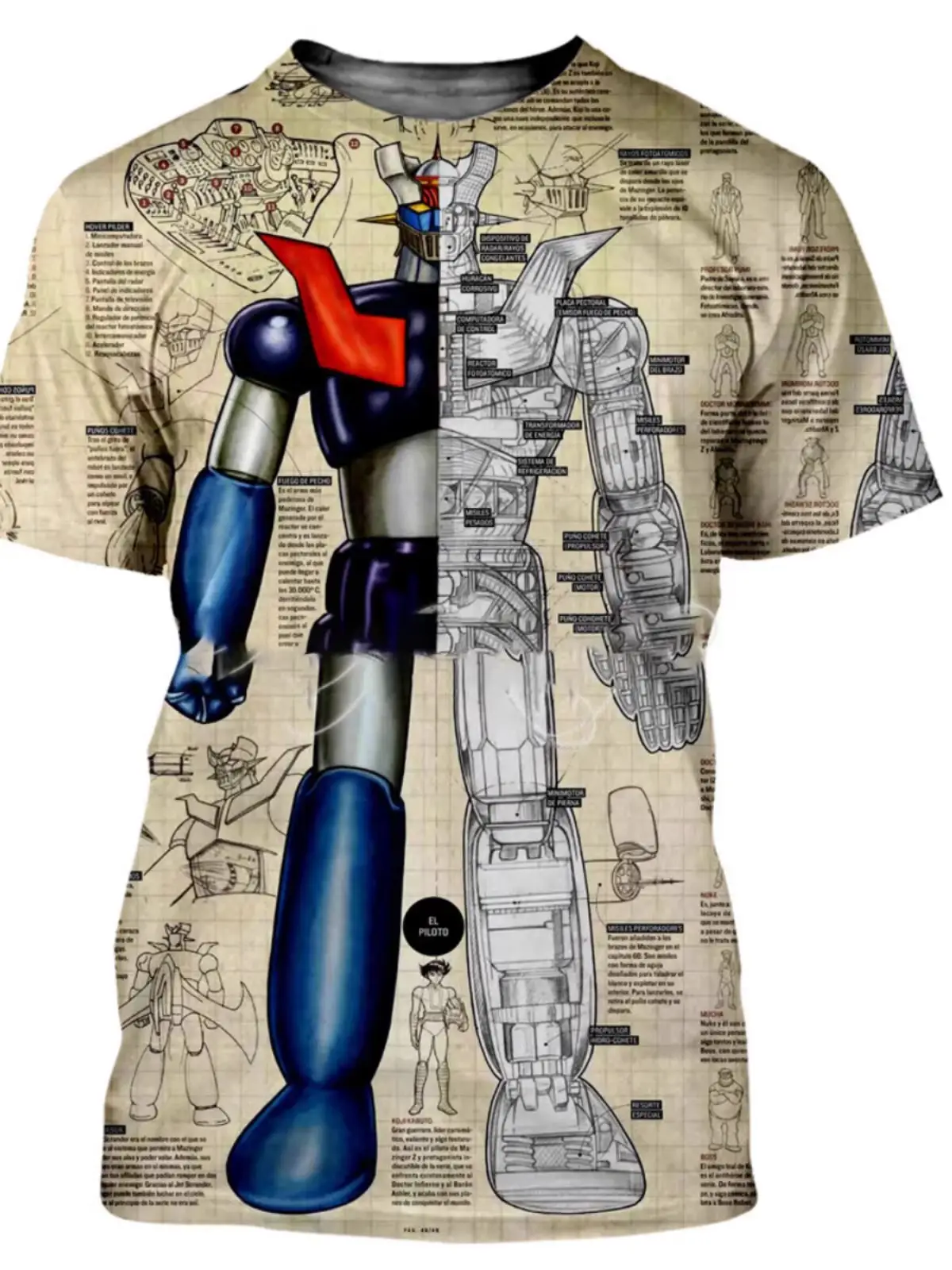 3D Digital Printed Men's T-Shirt with Fierce Beast Design