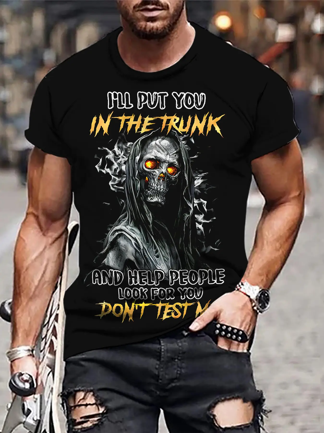 3D Digital Printed Men's T-Shirt with Fierce Beast Design