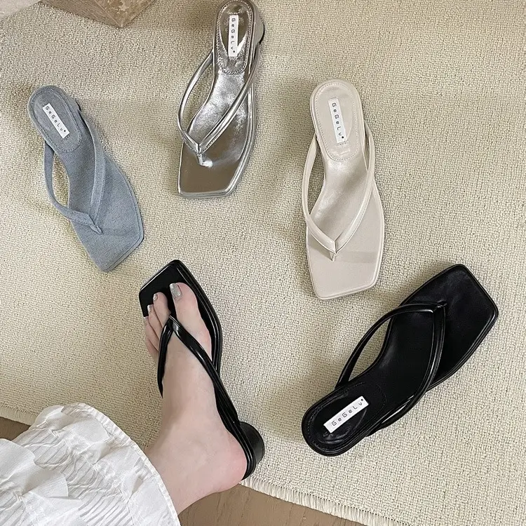 French Style Silver Flip Flops Women Summer - Image 6