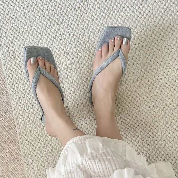 French Style Silver Flip Flops Women Summer - Image 7