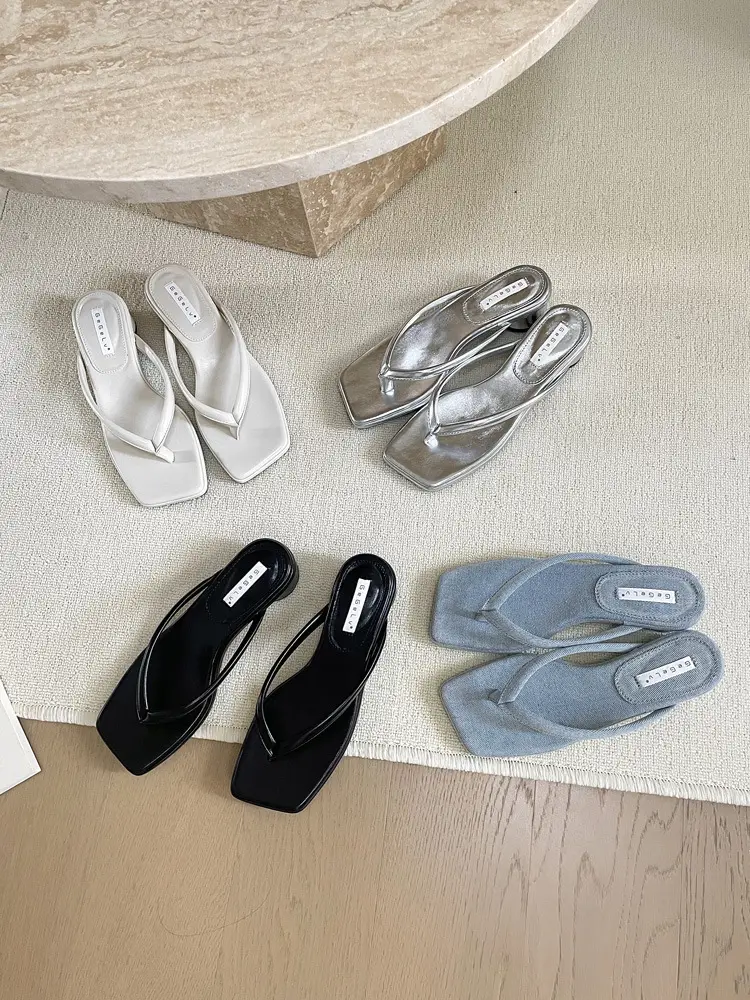 French Style Silver Flip Flops Women Summer — feature 1