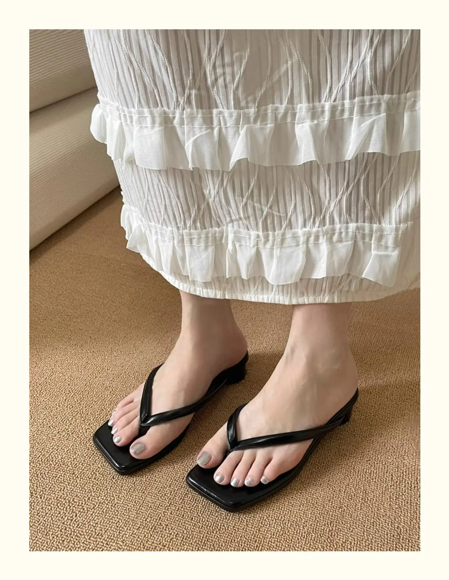 French Style Silver Flip Flops Women Summer — feature 11
