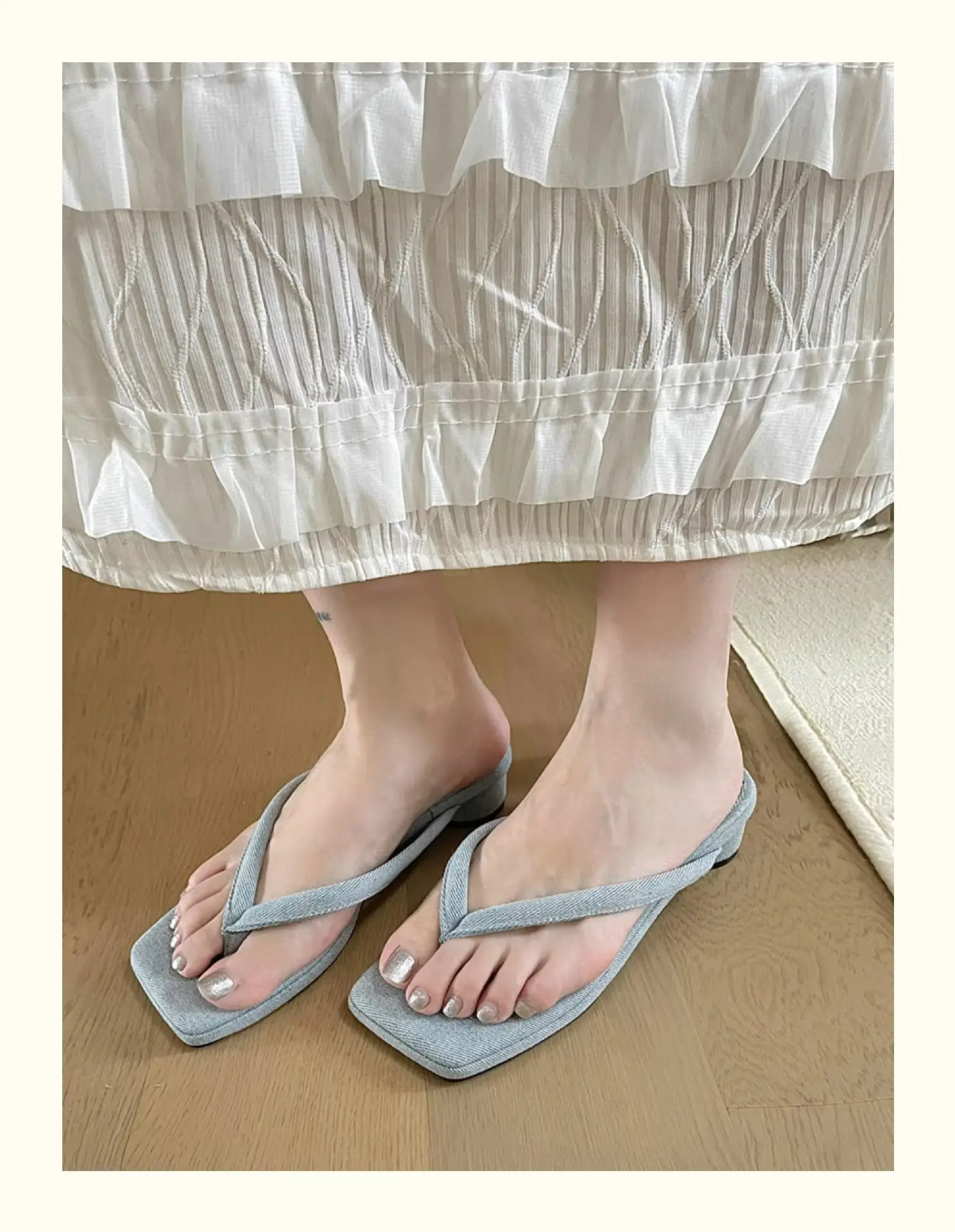 French Style Silver Flip Flops Women Summer — feature 16