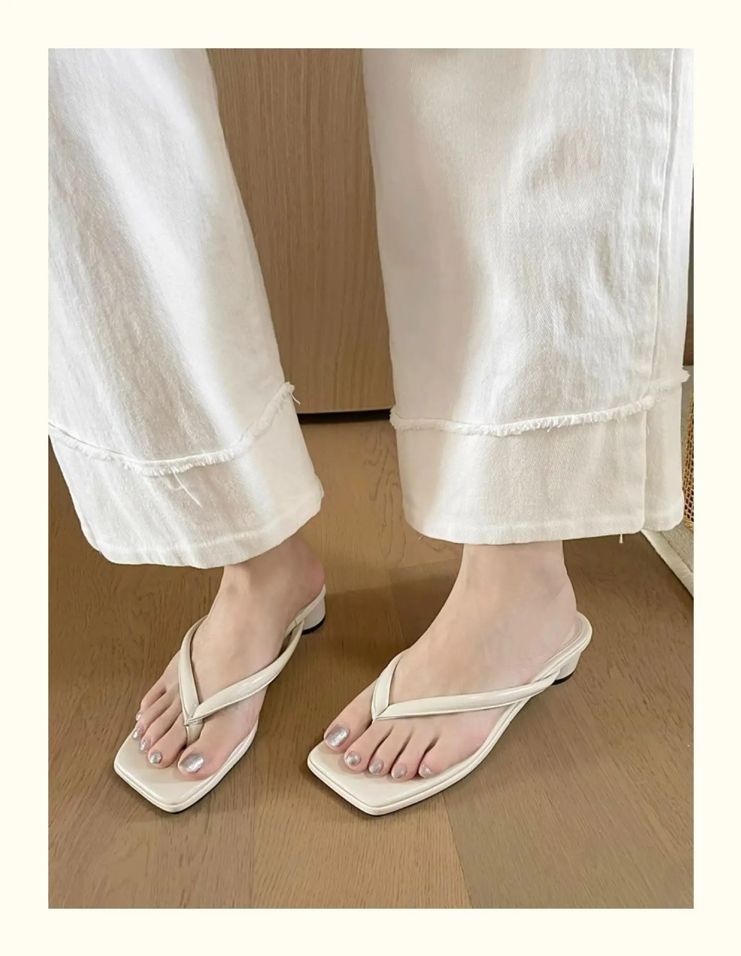 French Style Silver Flip Flops Women Summer — feature 6