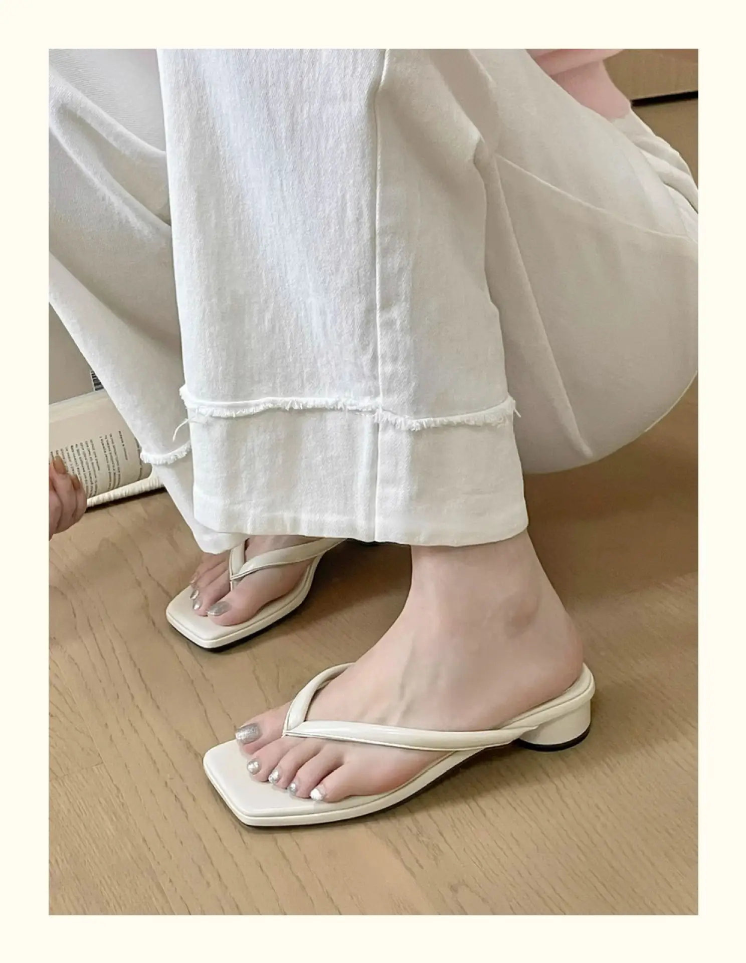 French Style Silver Flip Flops Women Summer — feature 7