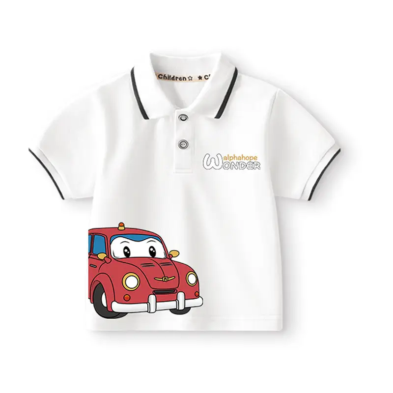 Duomengdou Boys Cotton Polo Shirt White 2025