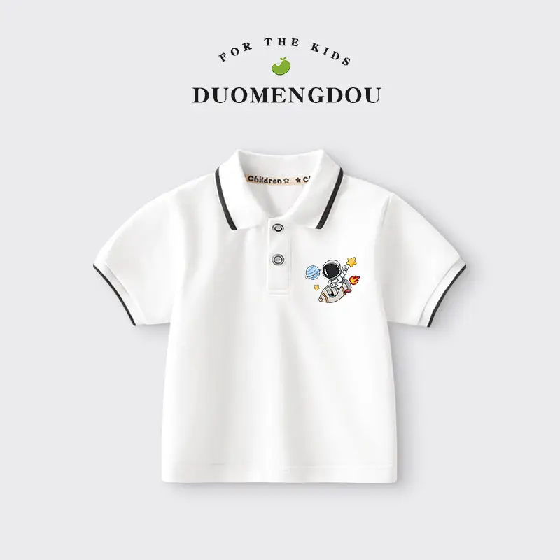 Duomengdou Boys Cotton Polo Shirt White 2025
