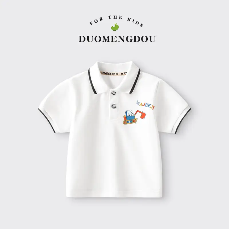 Duomengdou Boys Cotton Polo Shirt White 2025