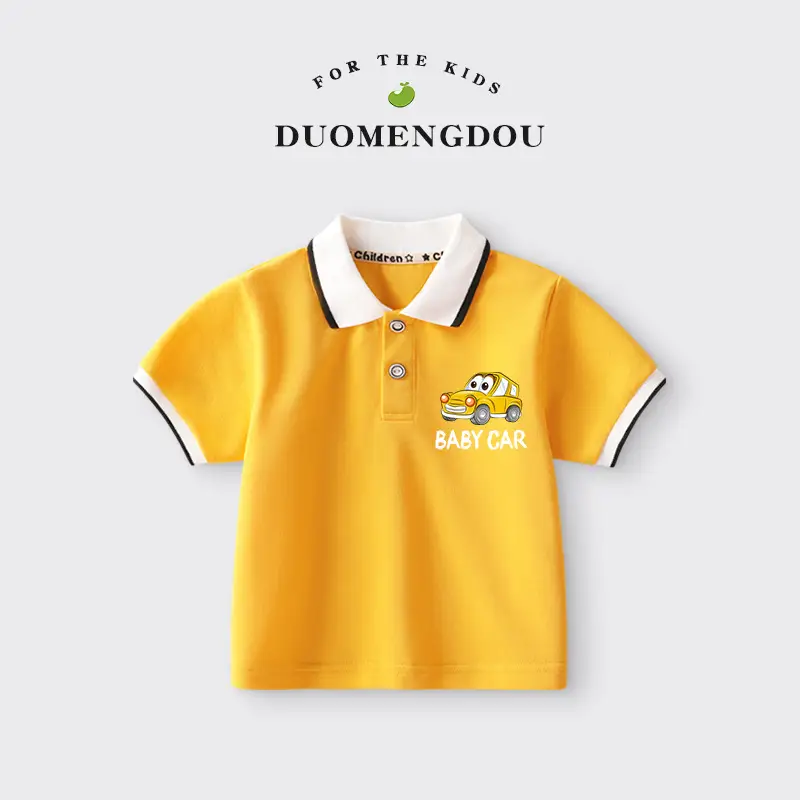 Duomengdou Boys Cotton Polo Shirt White 2025