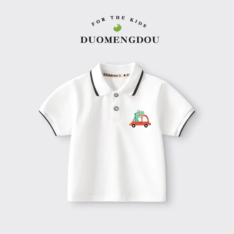 Duomengdou Boys Cotton Polo Shirt White 2025