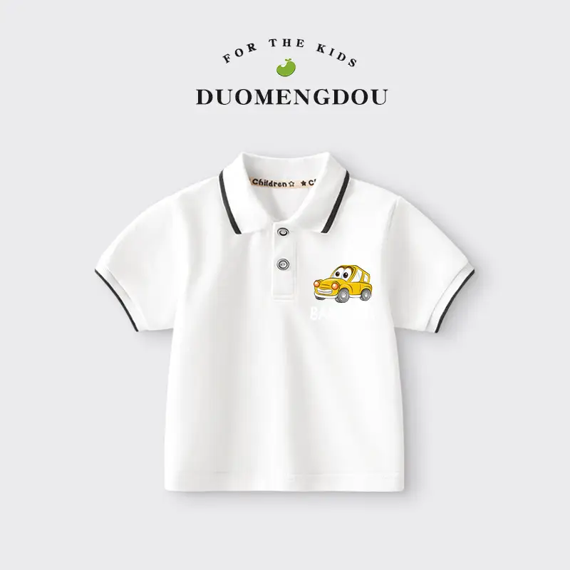 Duomengdou Boys Cotton Polo Shirt White 2025