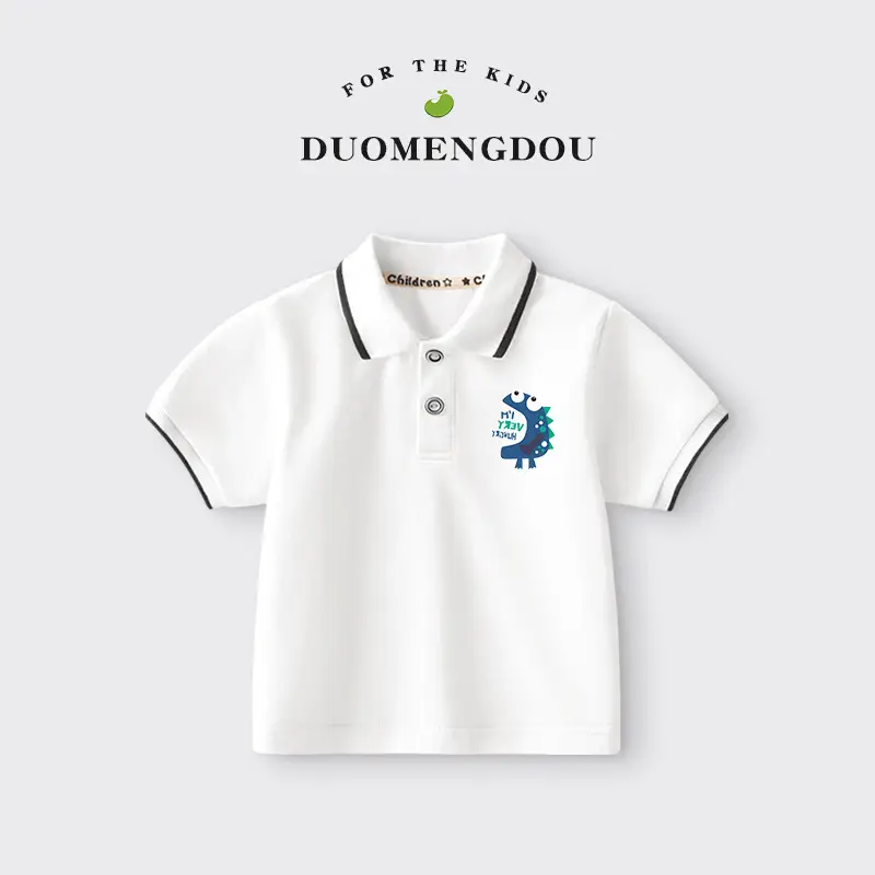 Duomengdou Boys Cotton Polo Shirt White 2025