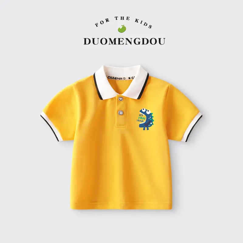 Duomengdou Boys Cotton Polo Shirt White 2025
