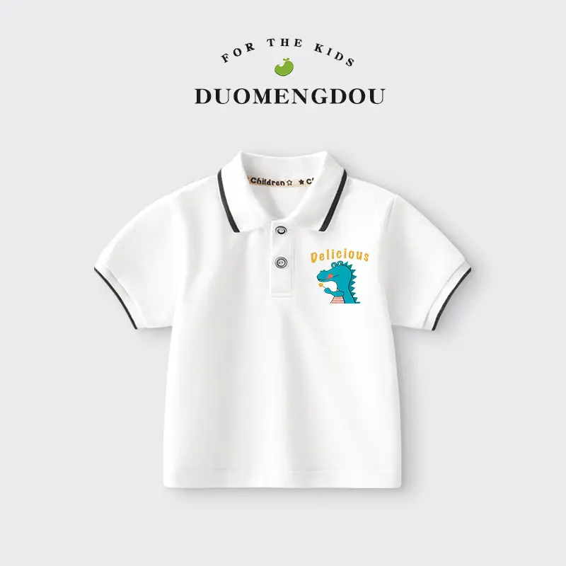 Duomengdou Boys Cotton Polo Shirt White 2025