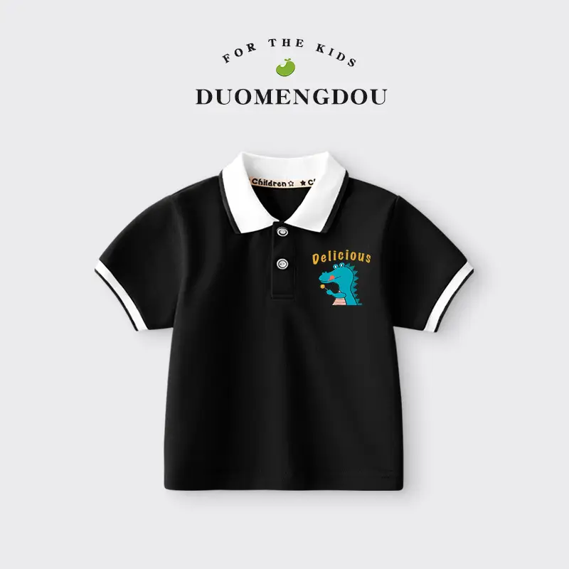Duomengdou Boys Cotton Polo Shirt White 2025