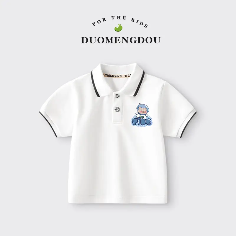 Duomengdou Boys Cotton Polo Shirt White 2025