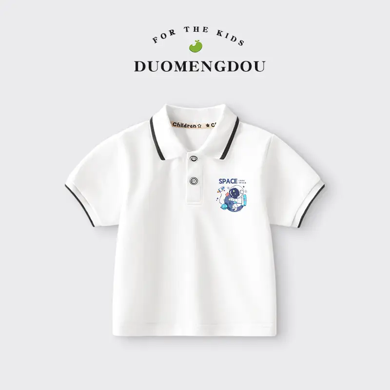 Duomengdou Boys Cotton Polo Shirt White 2025