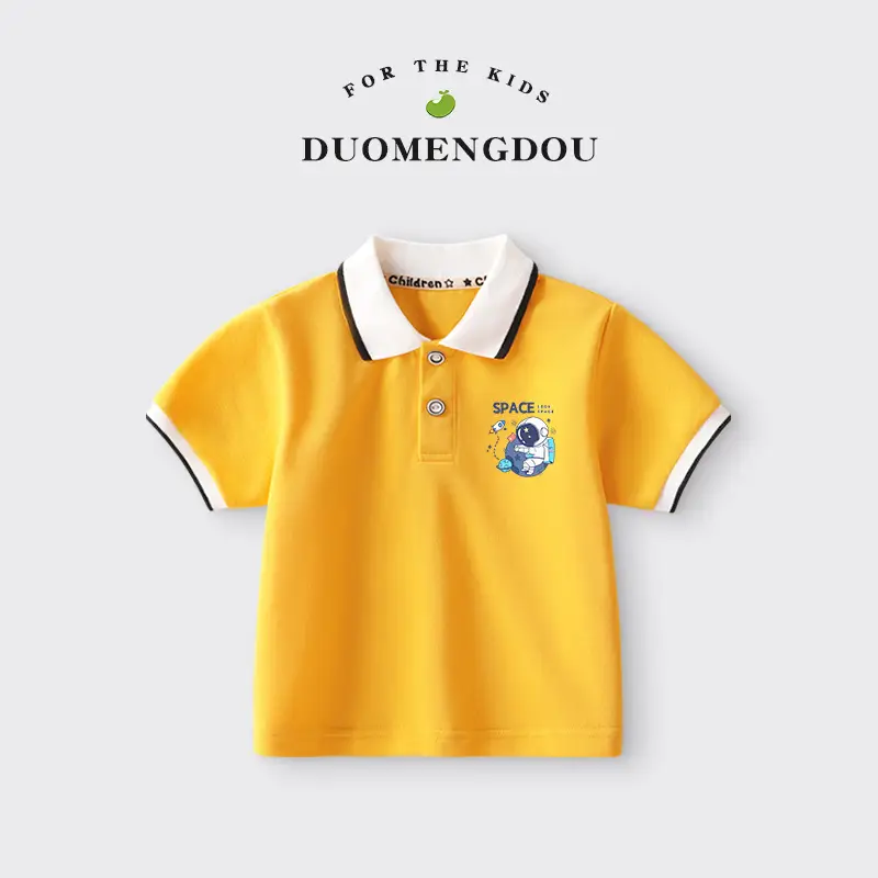 Duomengdou Boys Cotton Polo Shirt White 2025