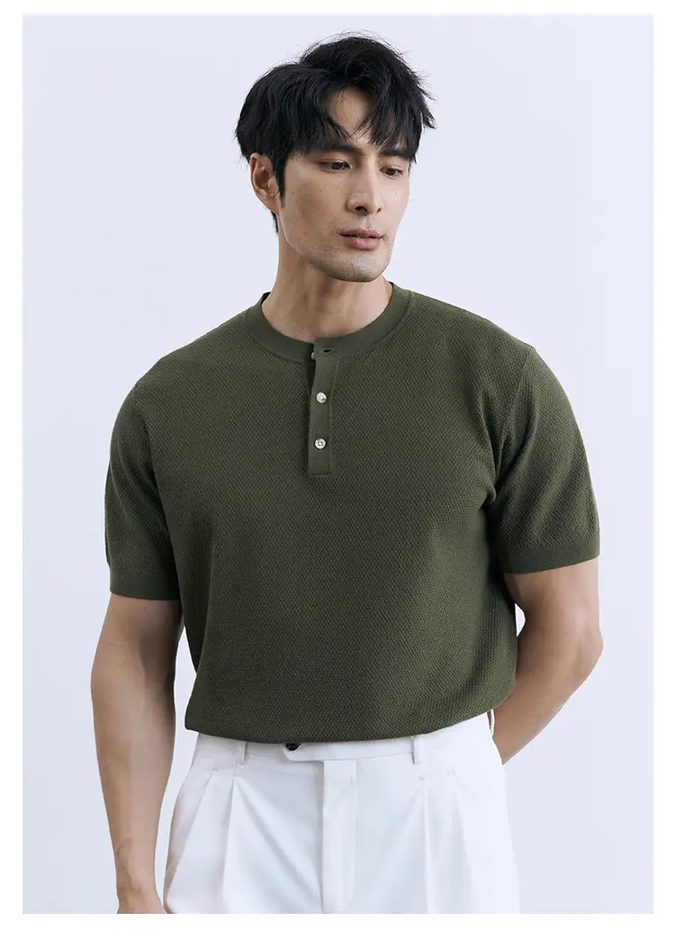 Men Black Striped Crewneck Polo Shirt 2024 - Image 16