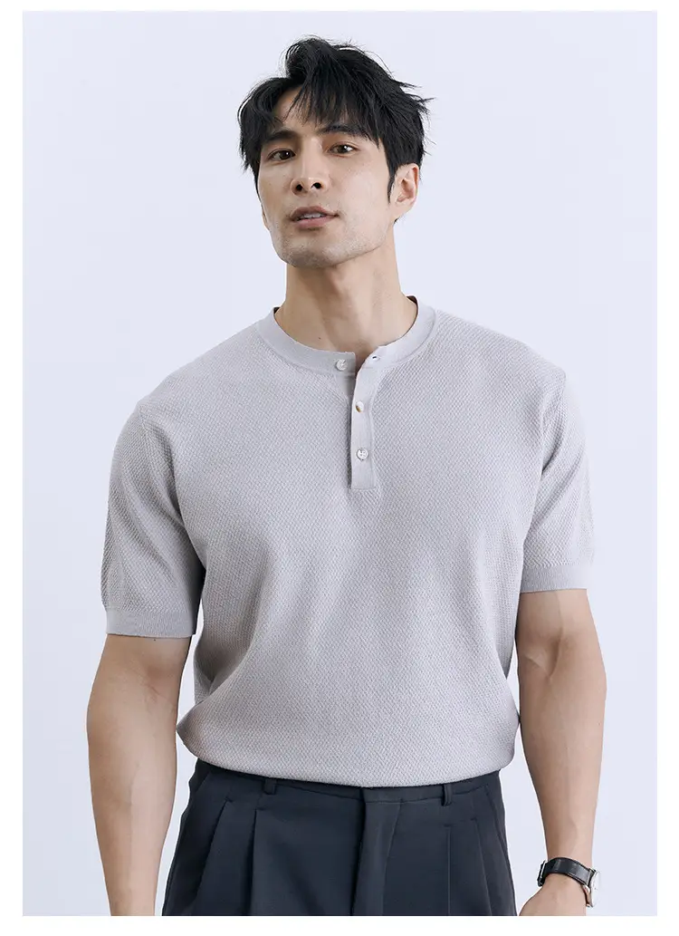 Men Black Striped Crewneck Polo Shirt 2024 - Image 17