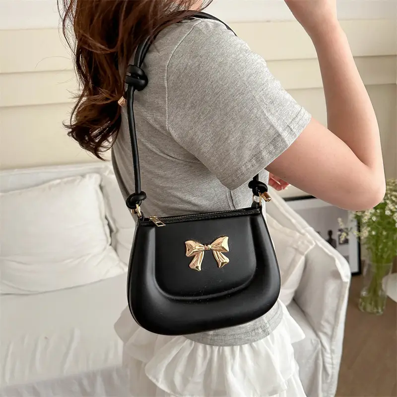 Women's Black Bow Crossbody Bag 2024 Summer