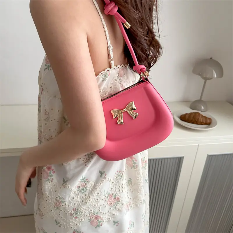 Women's Black Bow Crossbody Bag 2024 Summer