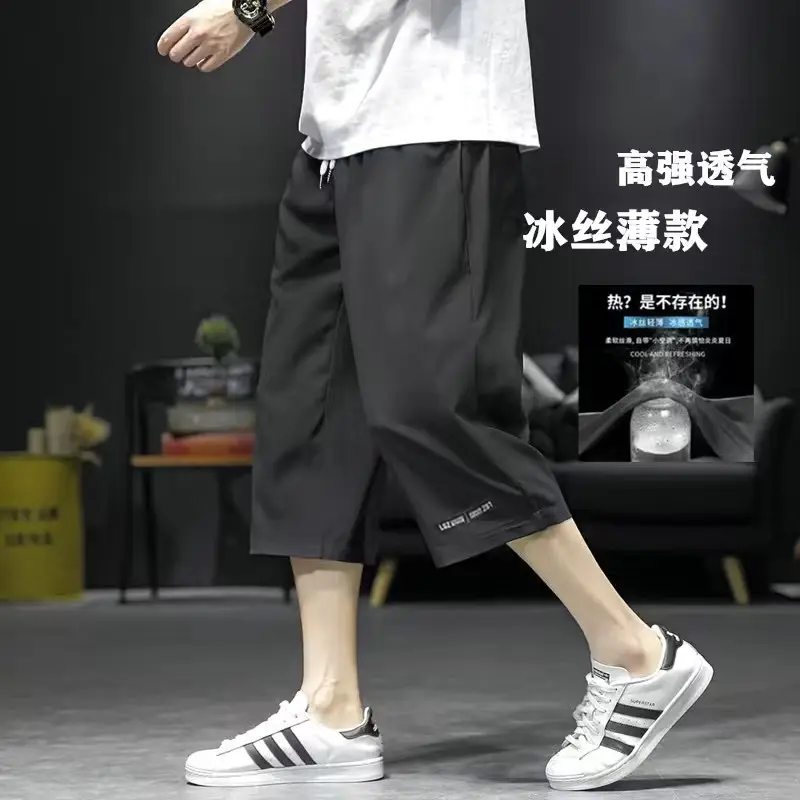 Men White Capri Shorts Summer Casual Pants - Image 5