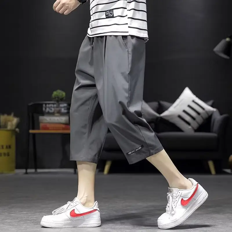 Men White Capri Shorts Summer Casual Pants — feature 3