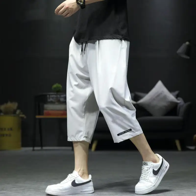Men White Capri Shorts Summer Casual Pants - Image 2