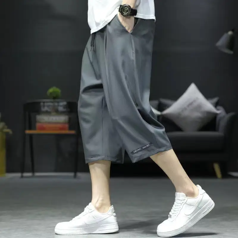 Men White Capri Shorts Summer Casual Pants - Image 3