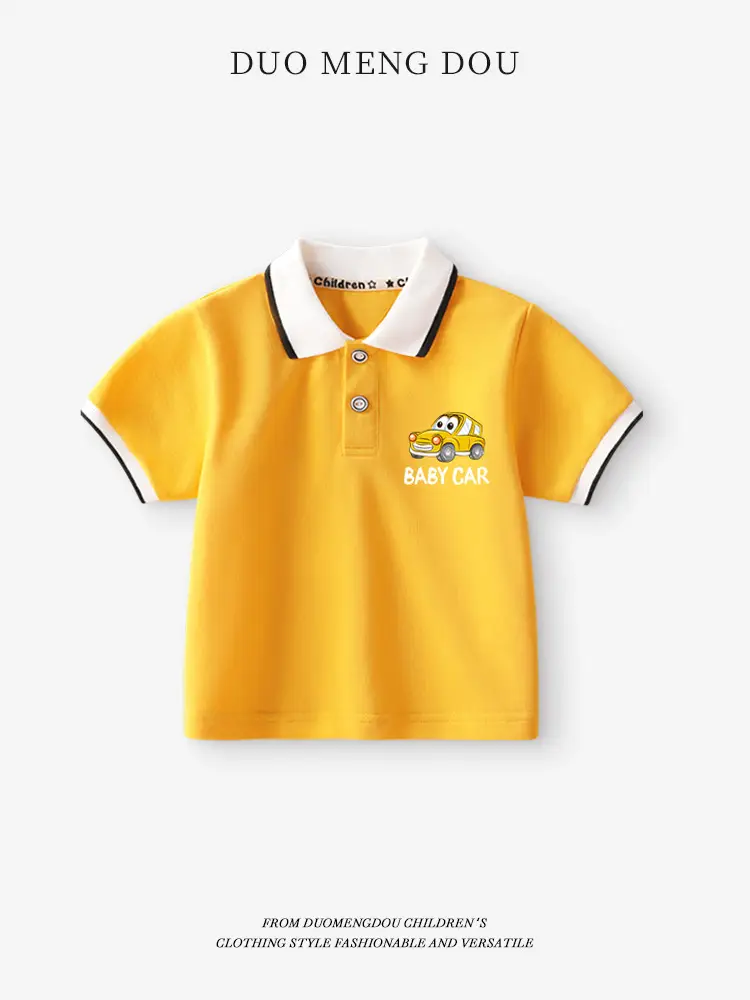 Boys Yellow Cotton Polo T-Shirt with UV Protection