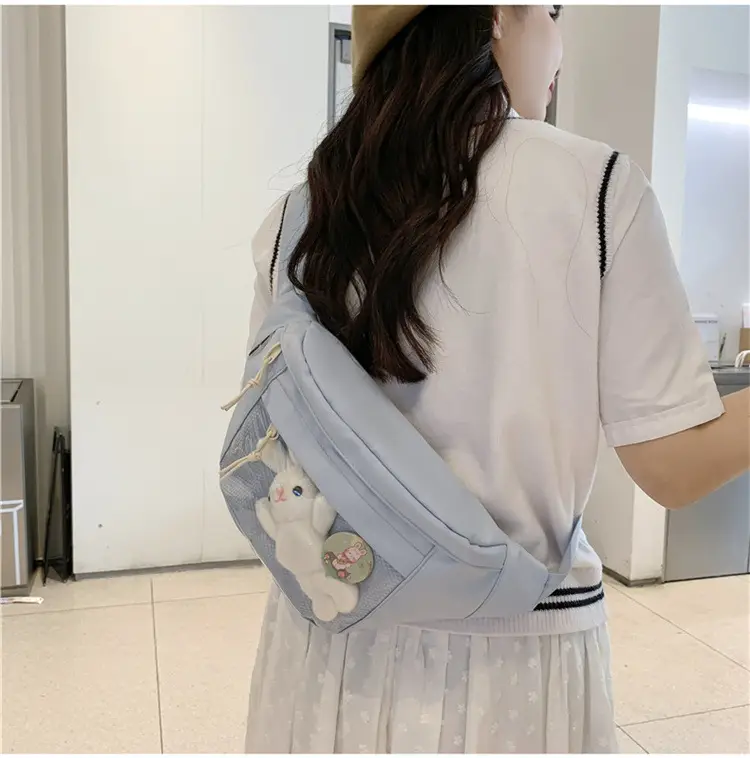Cute Japanese Style Transparent Crossbody Bag with Furry Pendant — feature 19
