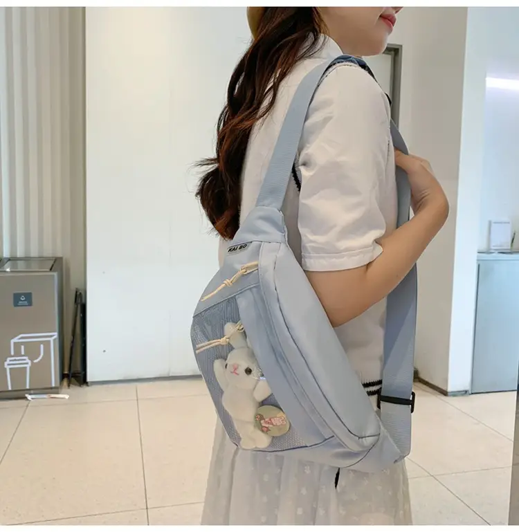 Cute Japanese Style Transparent Crossbody Bag with Furry Pendant — feature 20