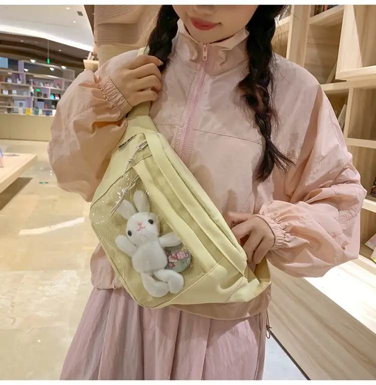 Cute Japanese Style Transparent Crossbody Bag with Furry Pendant — feature 22