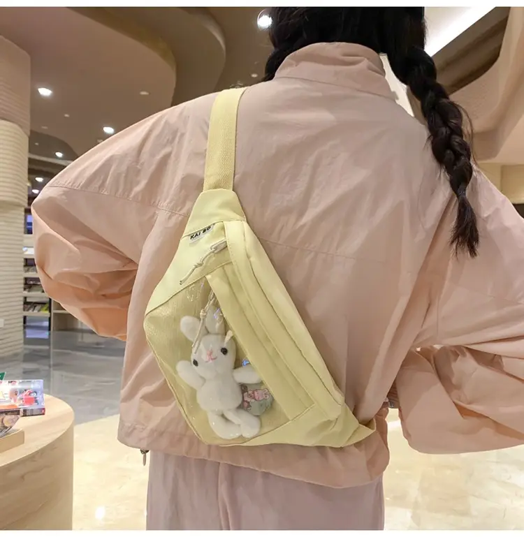 Cute Japanese Style Transparent Crossbody Bag with Furry Pendant — feature 24