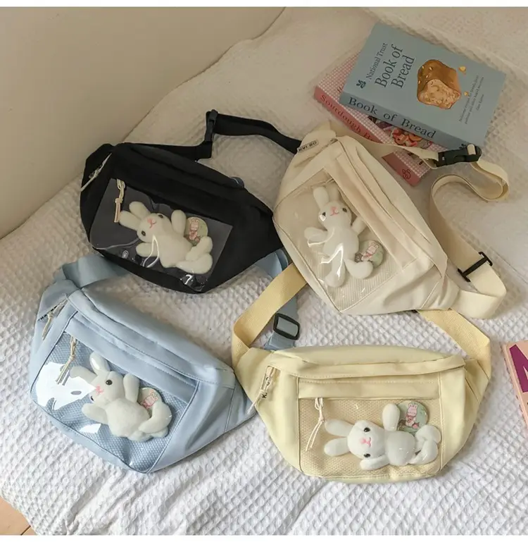 Cute Japanese Style Transparent Crossbody Bag with Furry Pendant — feature 29