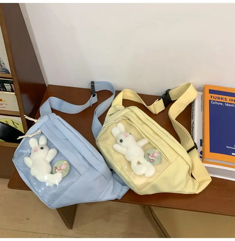 Cute Japanese Style Transparent Crossbody Bag with Furry Pendant — feature 30