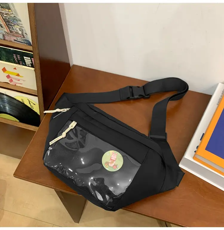 Cute Japanese Style Transparent Crossbody Bag with Furry Pendant — feature 32