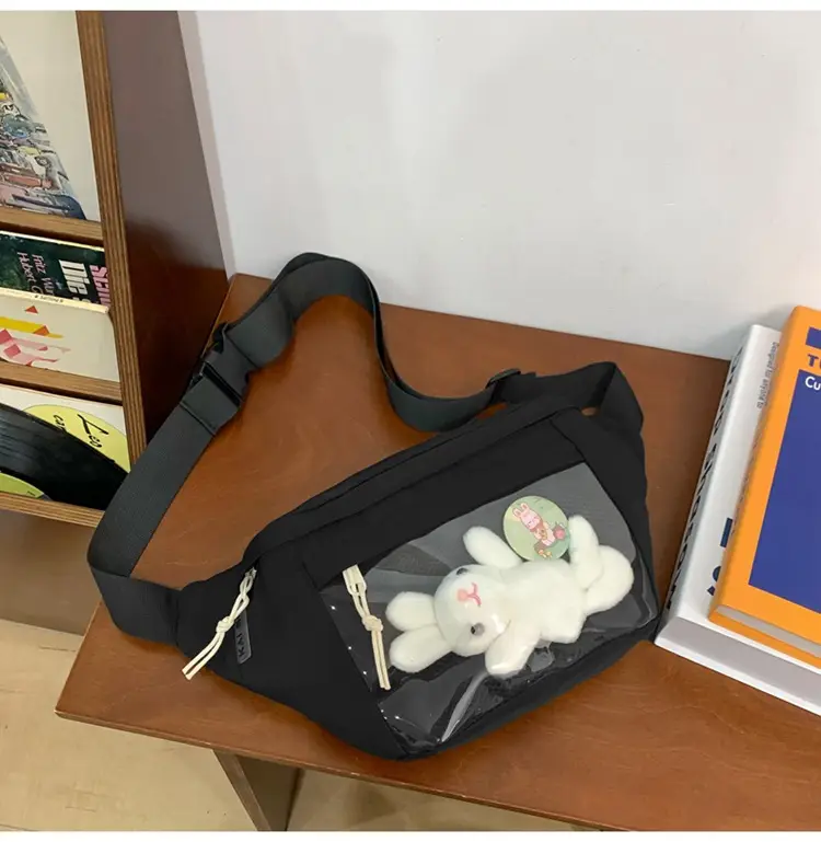 Cute Japanese Style Transparent Crossbody Bag with Furry Pendant — feature 33