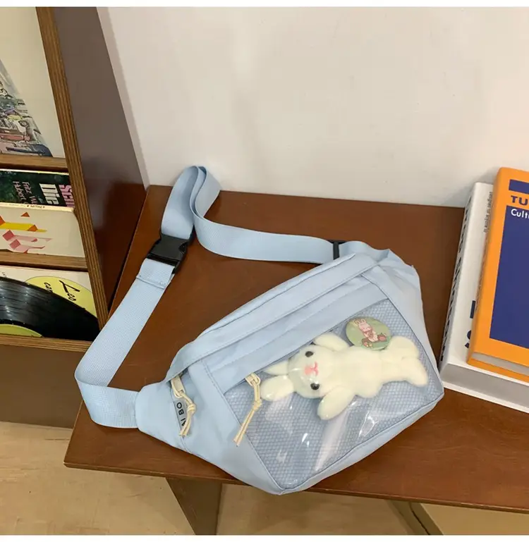 Cute Japanese Style Transparent Crossbody Bag with Furry Pendant — feature 37
