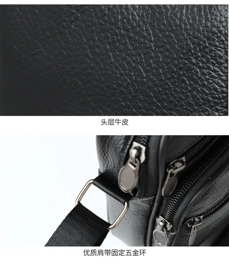 Men's Genuine Leather Crossbody Bag Brown Business Commuter — feature 10