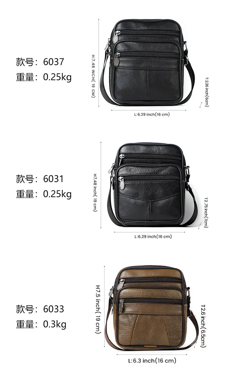 Men's Genuine Leather Crossbody Bag Brown Business Commuter — feature 4