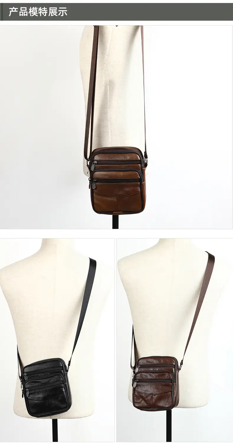 Men's Genuine Leather Crossbody Bag Brown Business Commuter — feature 6