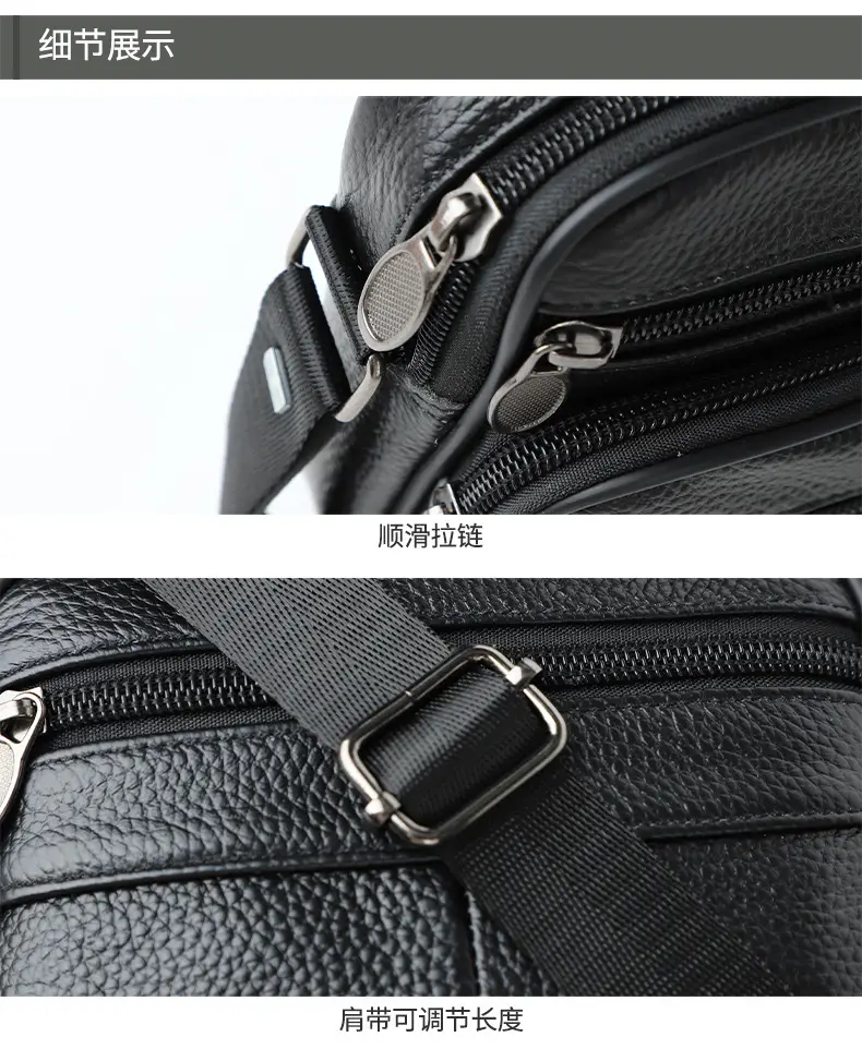 Men's Genuine Leather Crossbody Bag Brown Business Commuter — feature 9